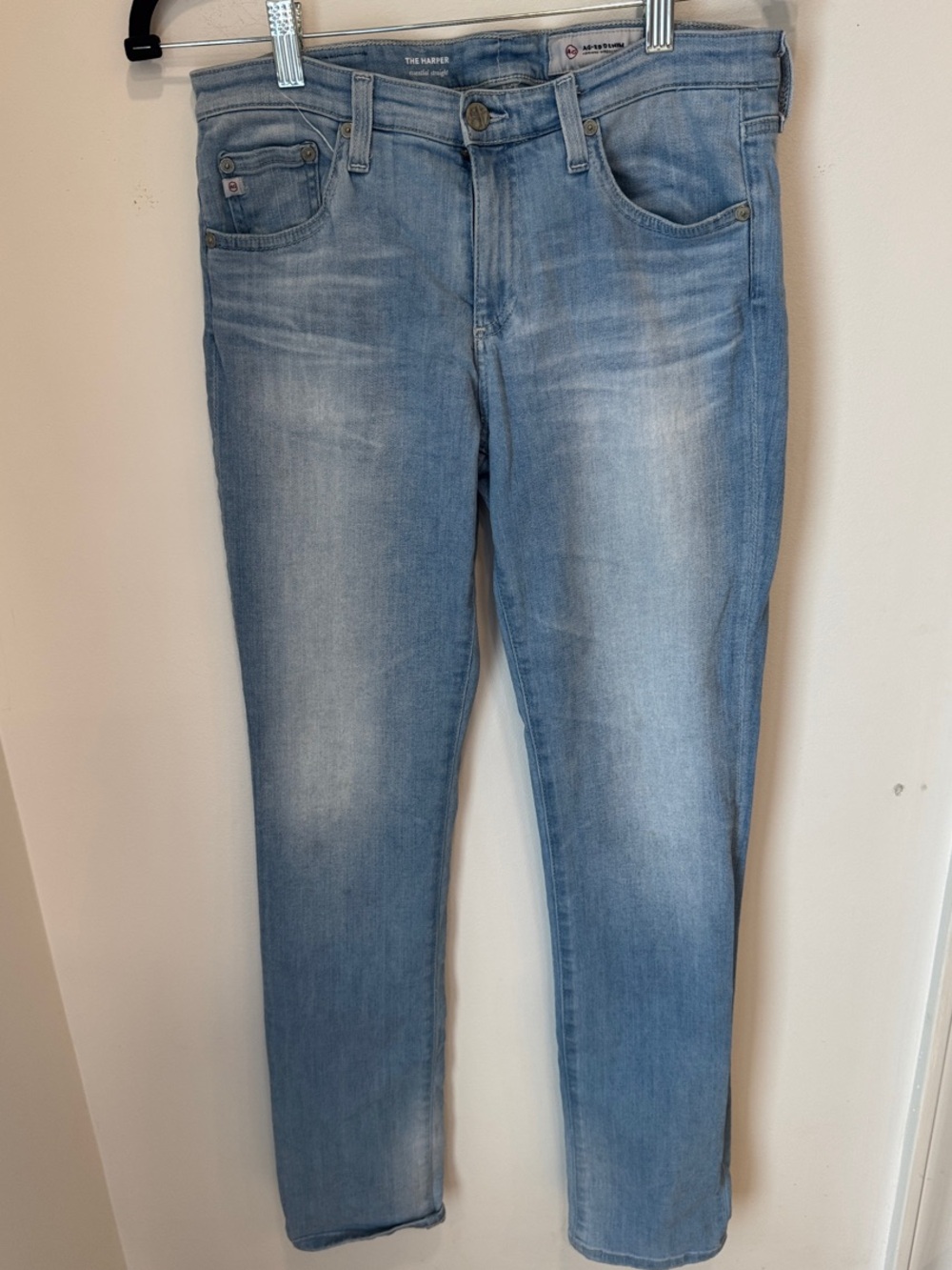 AG Adriano Goldschmied The Harper Light Wash Straight Leg Jeans Size 29R